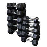 Rubber Hex Dumbell 5-50lb pairs